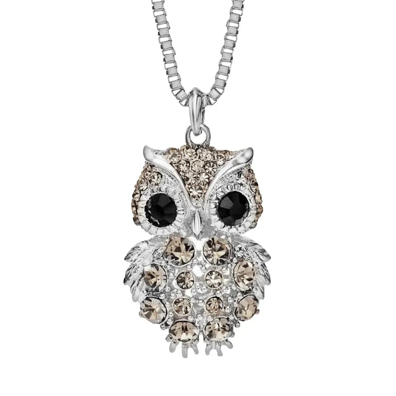 2024 New Korean Cute Sweater Chain Crystal Owl Necklace Long Women\'s Autumn and Winter Clothes Pendant Accessories