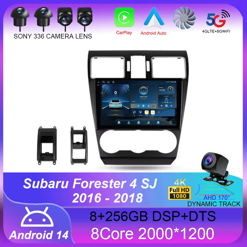 

Автомагнитола для Subaru Forester 4 SJ 2016 - 2018 Carplay, 4G + Wi-Fi, GPS, навигация, мультимедийный видеоплеер, стерео, BT, Android 14