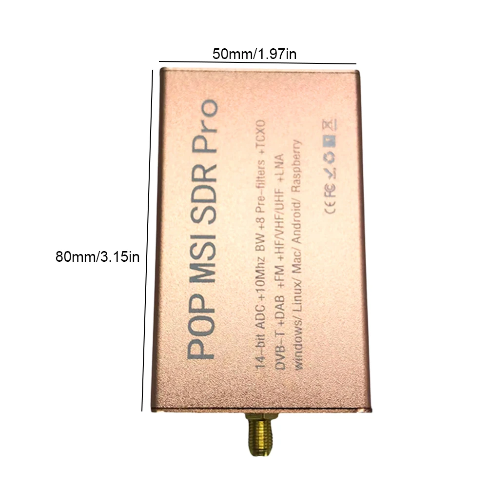 POP MSI SDR Pro Portable SDR Receiver 10KHz-2GHz Wideband Radio SDR Receiver 14Bit Compatible with SDRplay Driver & Software