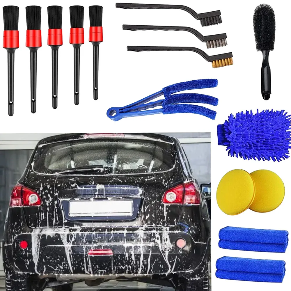 

15Pcs Car Detailing Brushes Kit Polishing Cleaning Brush Sponge Set for Car Air Vents Engine Wheel Rim Blind Dirt Dust Cleaning