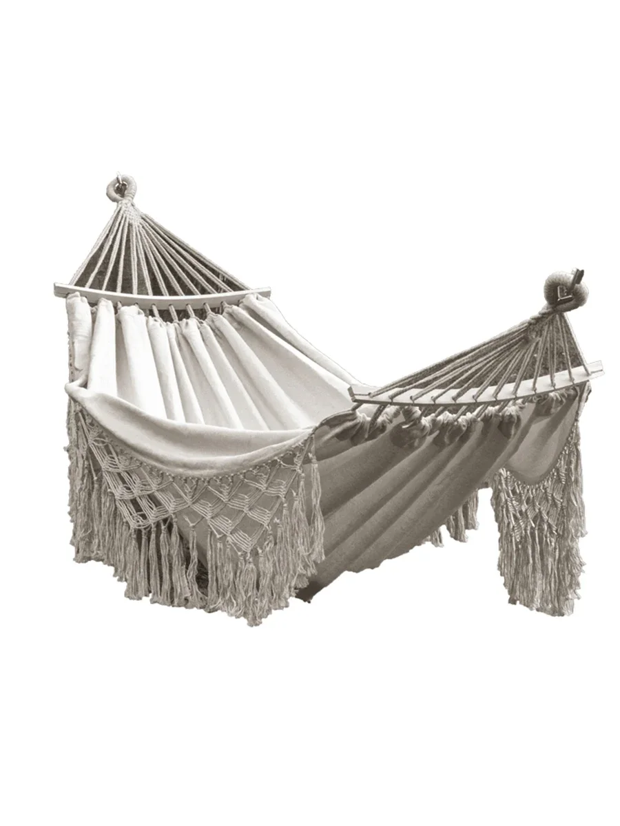 

Outdoor Hammock Double Camping Leisure Hammock Swing Spring outing Tassel Adult Camping Anti-rollover Canvas Hanging Basket