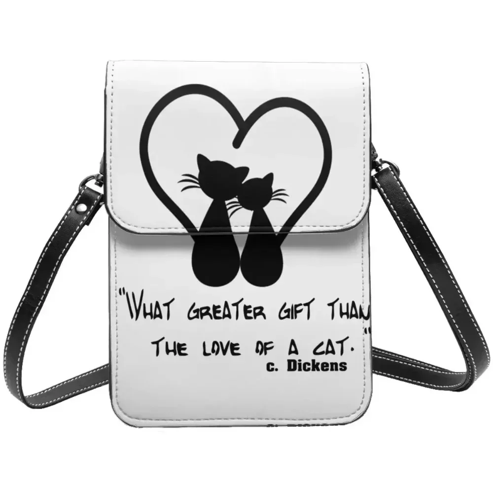 

Сумка на плечо Love Of A Cat Heart Love Черная женская сумка для покупок для мобильного телефона Подарочные забавные кожаные сумки