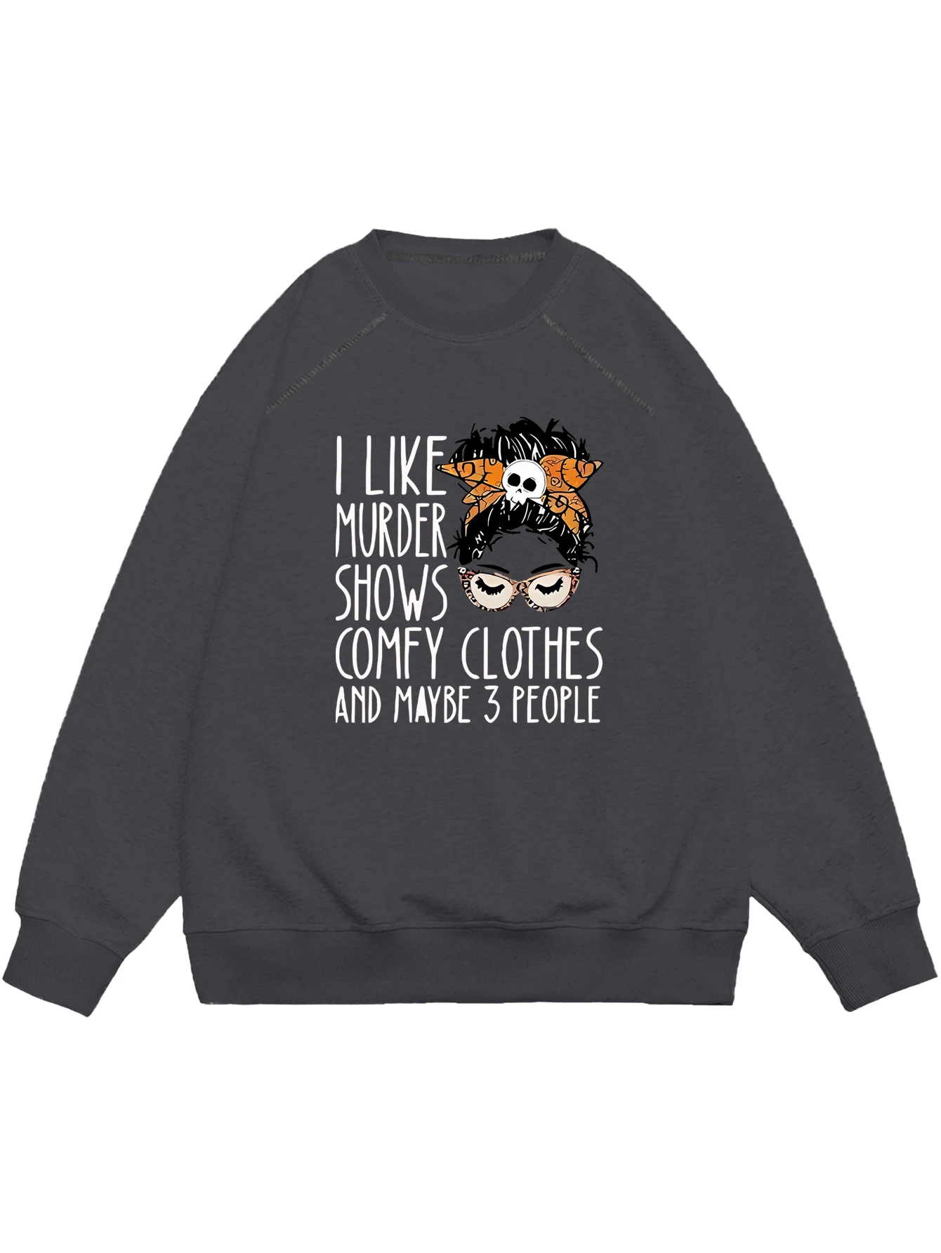 I like sweatshirts with murder shows monogram casual crew neck sweatshirts Shoulder hoodies for women in winter and fall