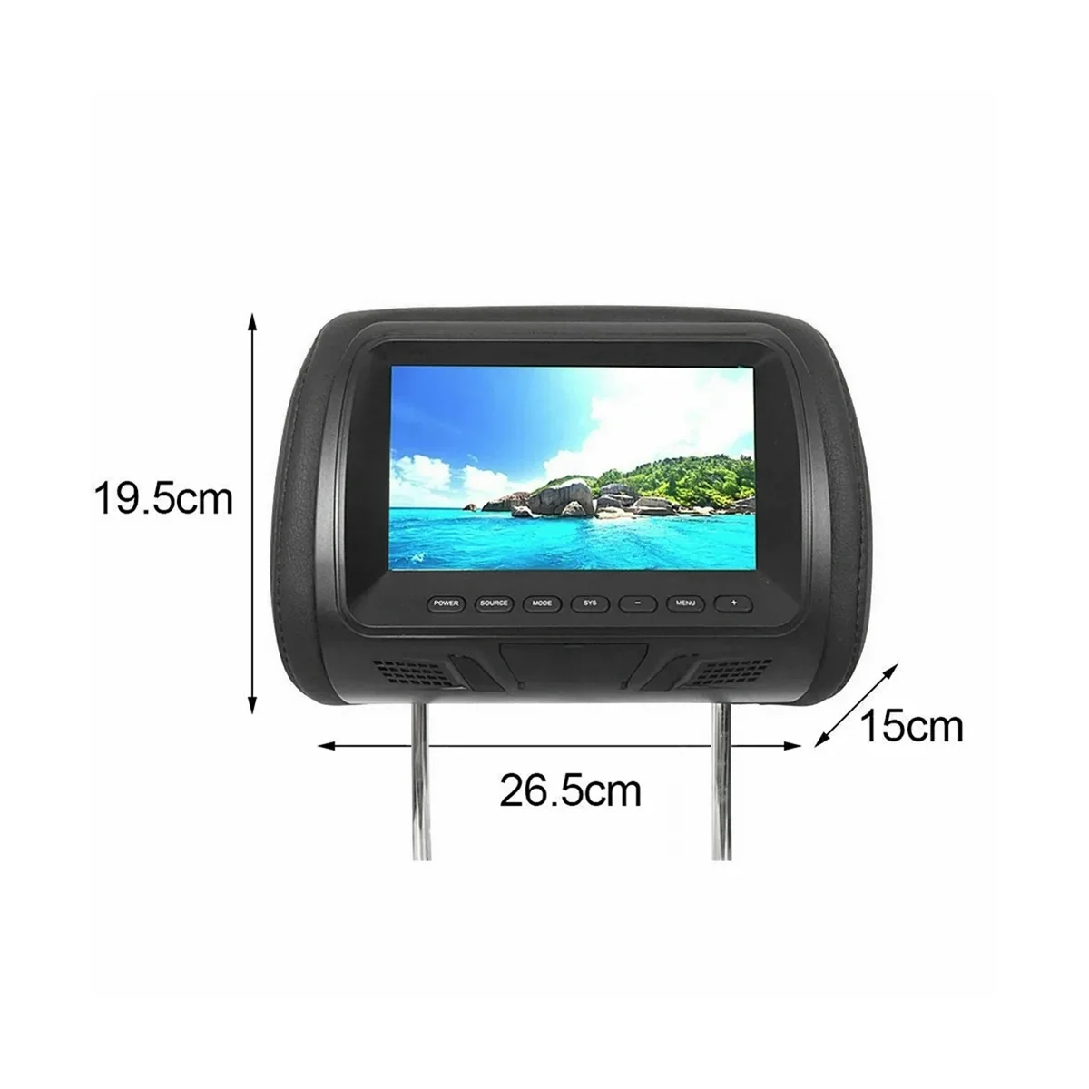 Universal 7Inches Car Headrest Monitor Screen Rear Seat Entertainment Multi-Media Player for AV USB SD MP4 MP5 FM Black