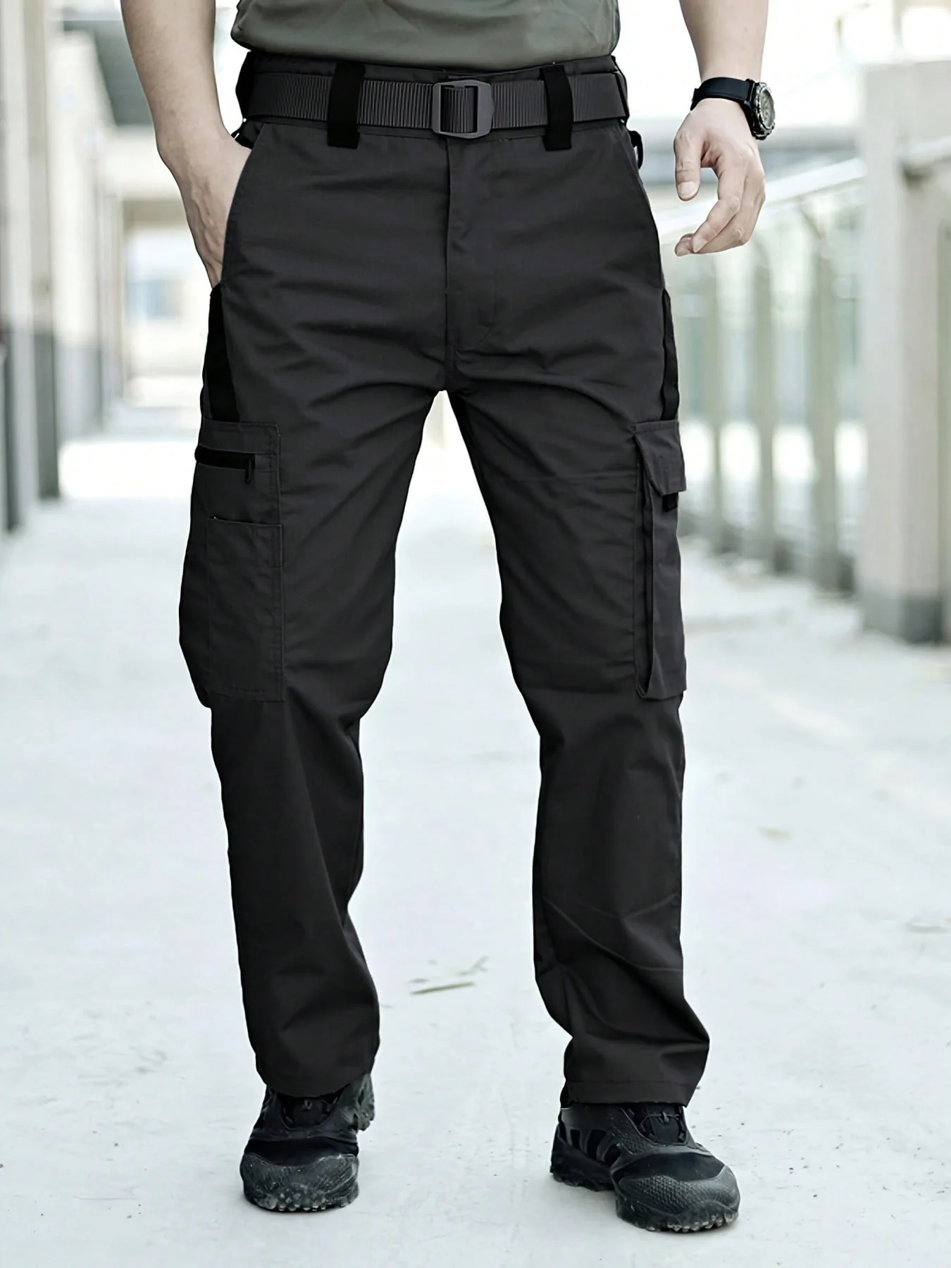 Mens Lightweight Quick Dry Tactical Work Pants Multi Zipper Pockets Straight Leg Durable Breathable Outdoor Hunting Walking Summ