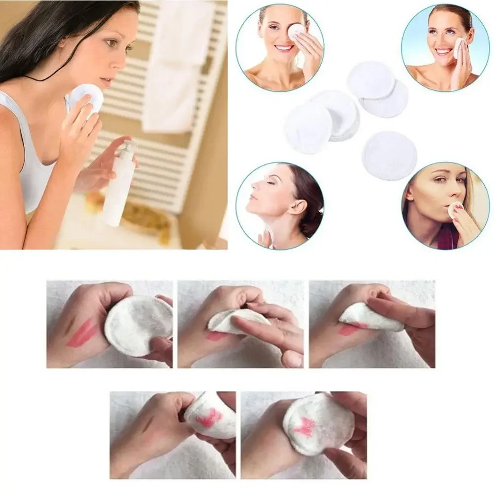 Washable Makeup Remover Pads Reusable Cotton Bamboo Fiber Make Up Facial Skin Care Nursing Rounds Pad Cleansing Tools 12pcs/bag