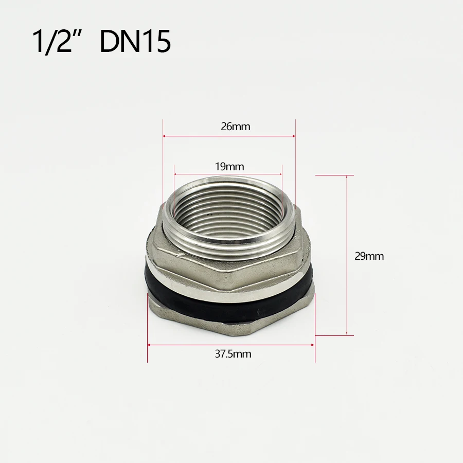 Schott-Wassertank-Anschlussadapter – BSP-Innengewinde aus Edelstahl 304, 1/2 Zoll, 3/4 Zoll, 1 Zoll, 1-1/4 Zoll und 1-1/2 Zoll Rohradapter – Detail 2