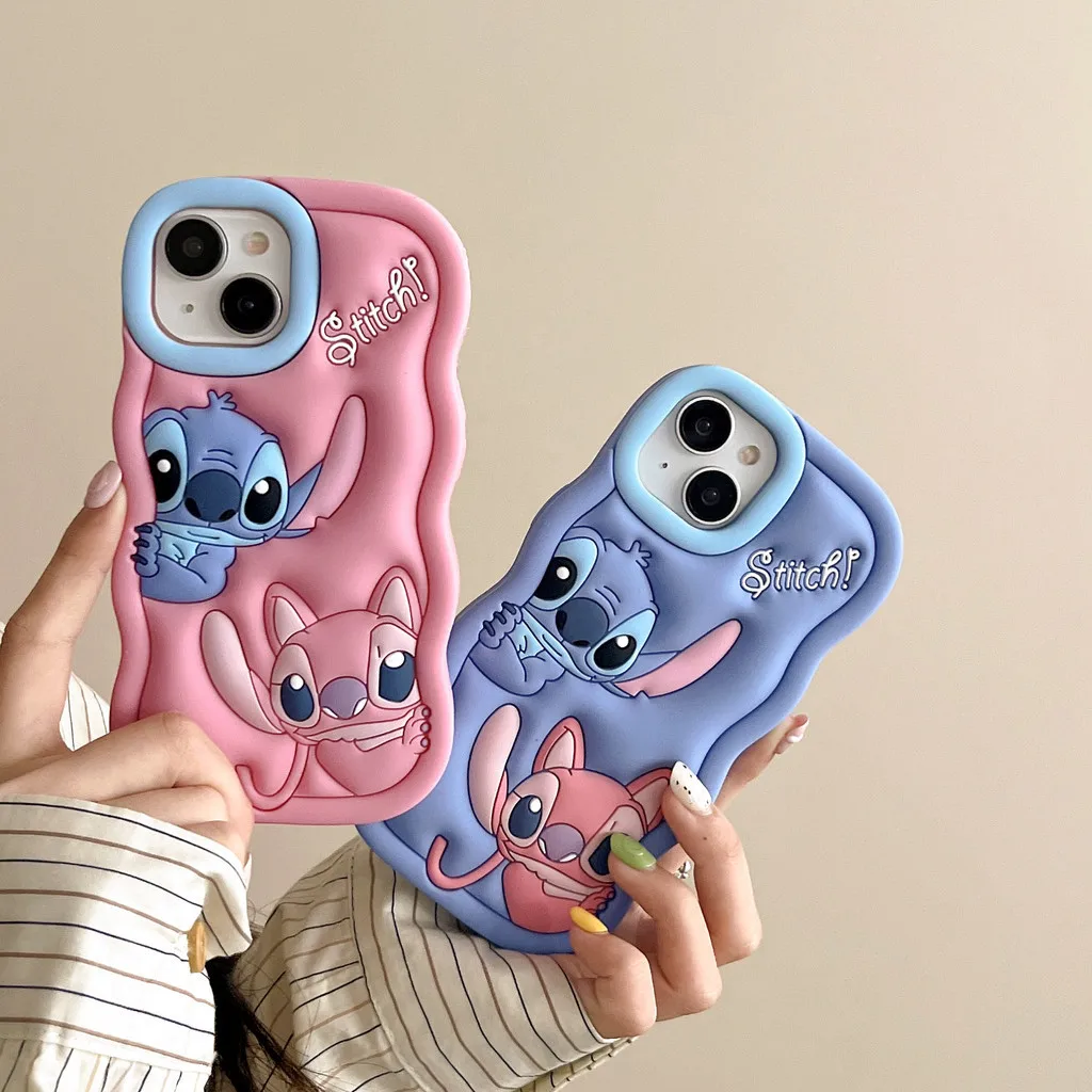 Onda de silicone 3d ponto dos desenhos animados capa de silicone macio para iphone 15 14 13 12 11 pro plus mini max xs xr 6 7 8 se