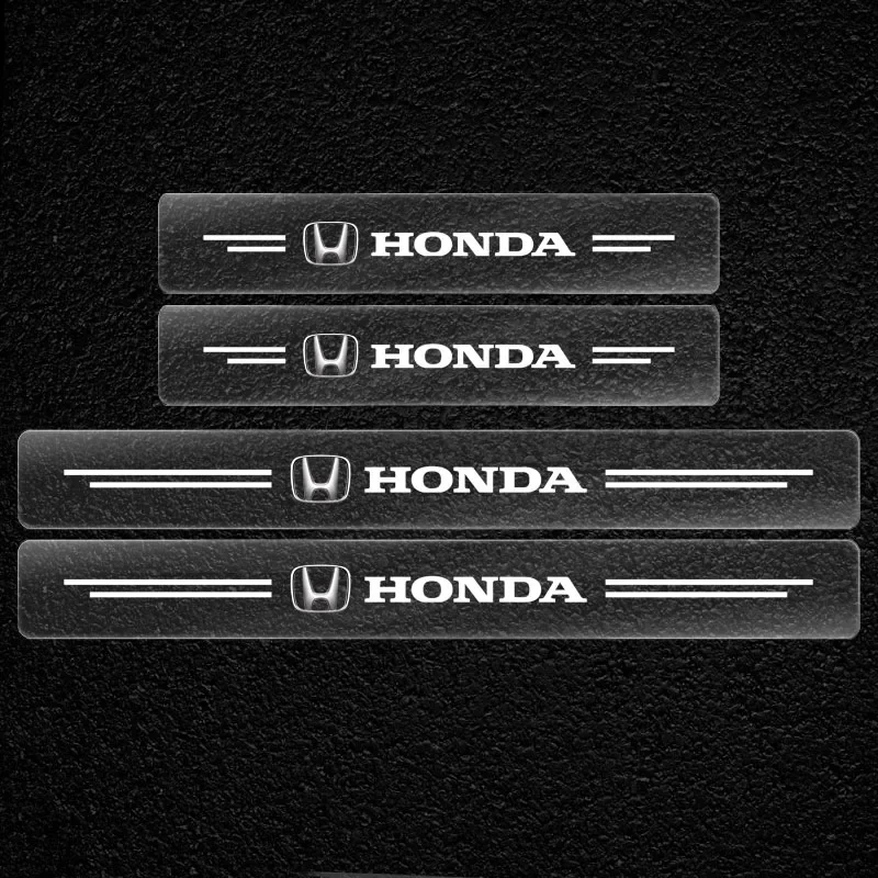 4PCS Car Threshold Protector Transparent Decorative Badge Sticker For Honda Civci CRV Accord Mugen Prelude FIT City CRZ CRX