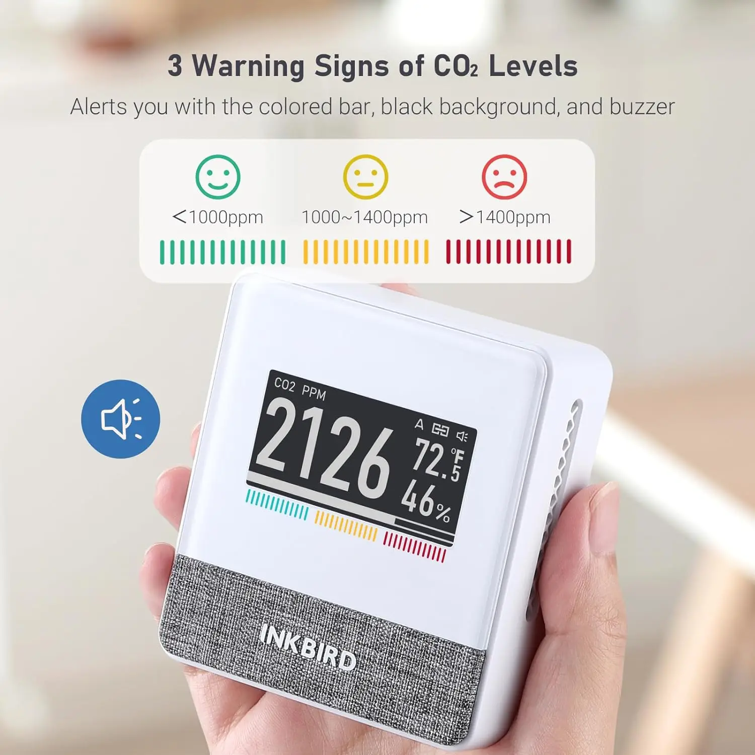 Imagem -03 - Inkbird-smart Electronic Air Quality Detector Monitor de Qualidade do ar Interior Monitoramento Temperatura e Umidade Pressão do ar