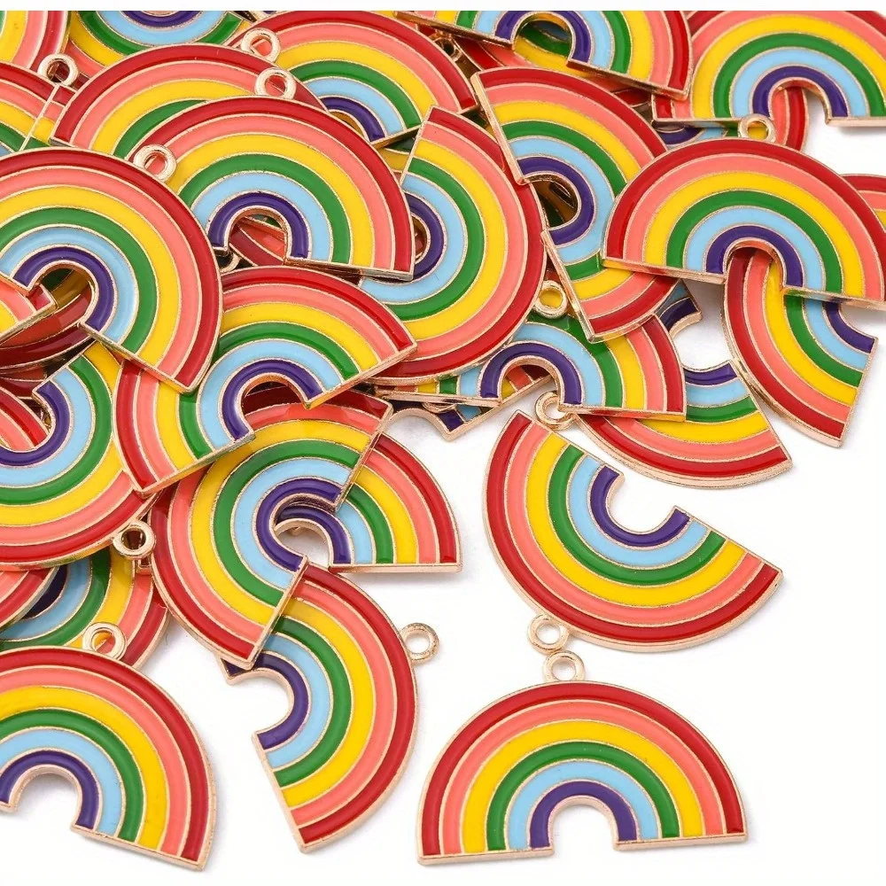 3/9/18pcs Colorful Alloy Rainbow Necklace Pendant DIY Handmade Jewelry Making Accessories Creative Gifts