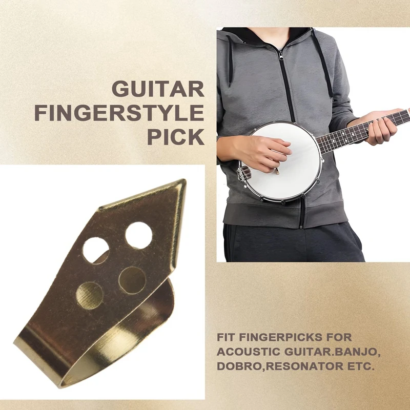 M16K-Guitar Finger Picks 3 Index Fingers + 1 Thumb Adjustable Metal Banjo Fingerstyle Pick Finger Protector