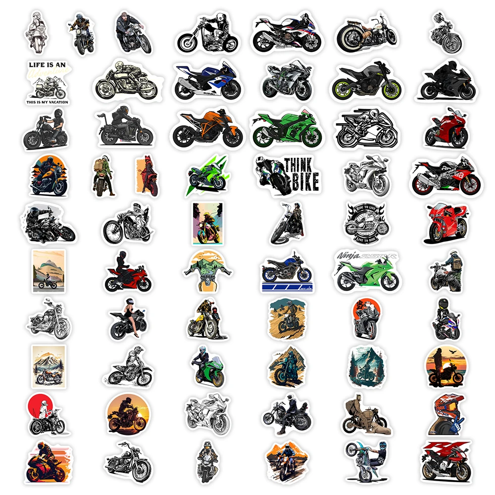 Motorcycle Bikes Racing Stickers Helmets Drivers DIY Toy Waterproof Decal for Laptops Phones Scrapbooking Luggage Decorative