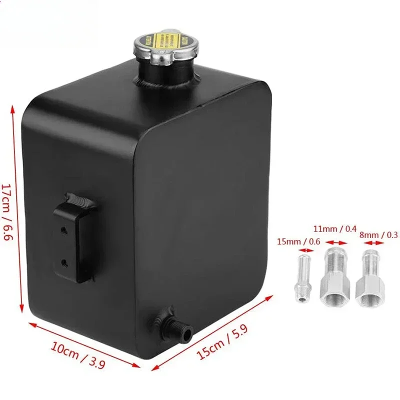 Универсальный 2,5 л алюминиевый сплав водяной радиатор охлаждающей жидкости перелив резервуар для восстановления универсальный расширительный черный серебристый WB-1002