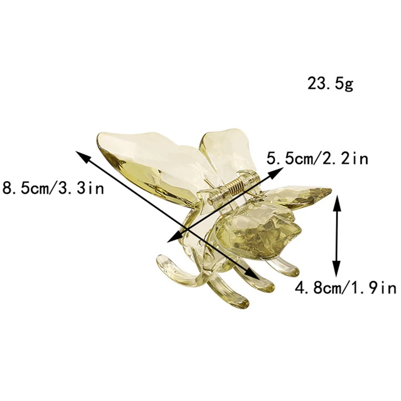 Modne wielokolorowe przezroczyste kształt motyla spinki do klamra do włosów dla dziewczynek kryształowe spinki do włosów zacisk kraba