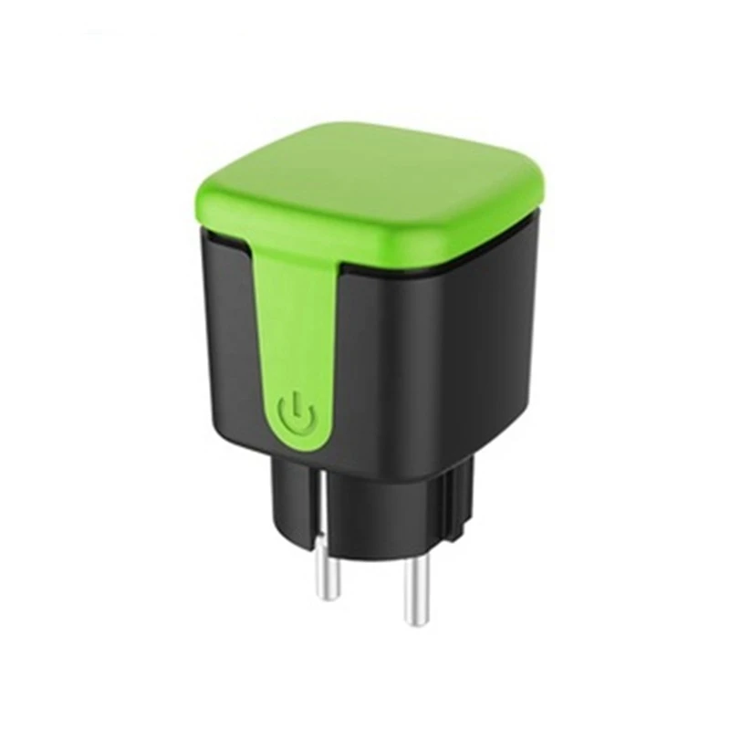 1 Piece Outdoor Smart Plug Green&Black 16A With Power Monitor Function,For Tuya Smart Life Alexa EU Plug