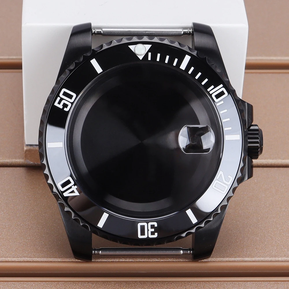 

Black PVD 40mm NH35 Watch Case Ceramic Bezel Sapphire For SUB NH35 NH36 NH38 NH34 Miyota8215 ETA2824 28.5mm Dial 20ATM Seiko Mod