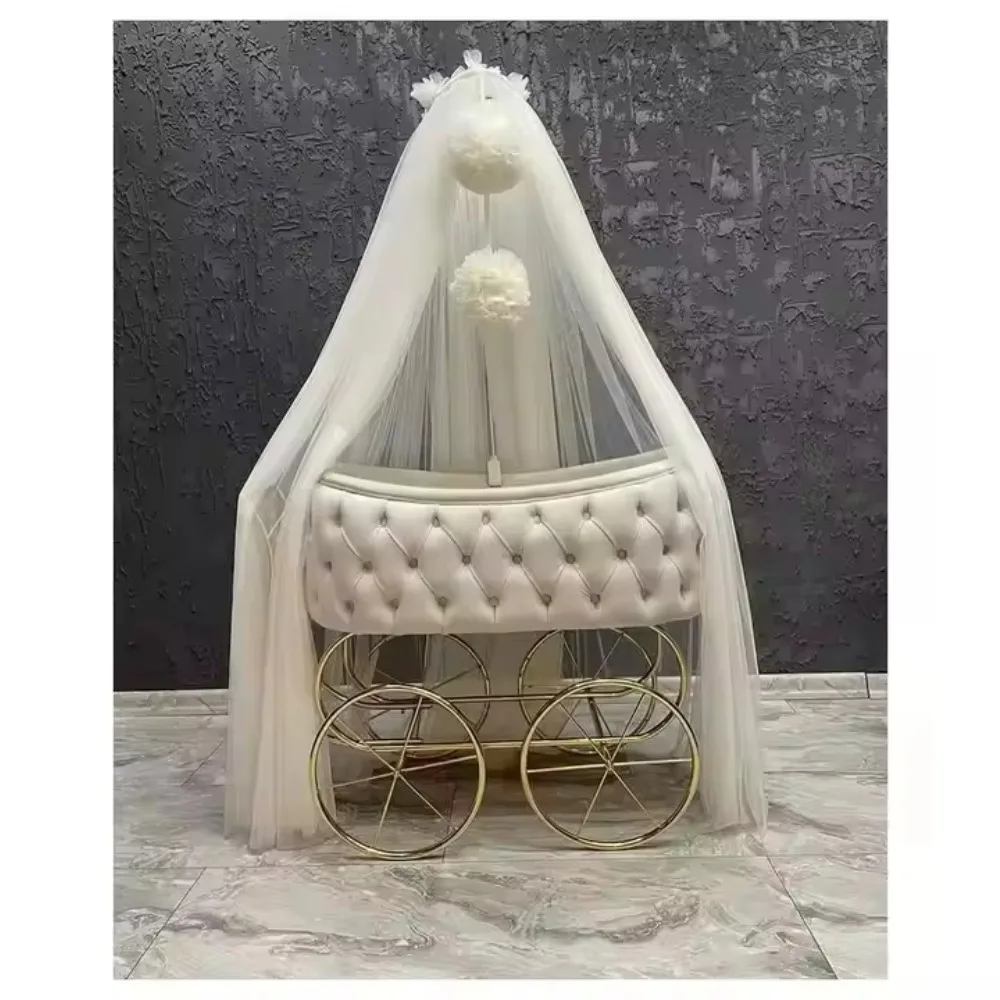 top12Modern Multifunctional Baby Cradle Comfortable Metal Crib Convenient Function Bedroom Restaurant Hotel Use
