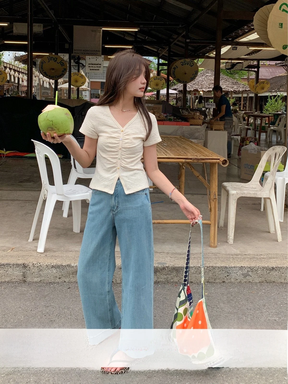 

Sisilyon Korean Style High Waist Wide Leg Jeans Women's Spring Summer Slim Fit Straight Cut Denim Shorts Cotton Blend Elastic