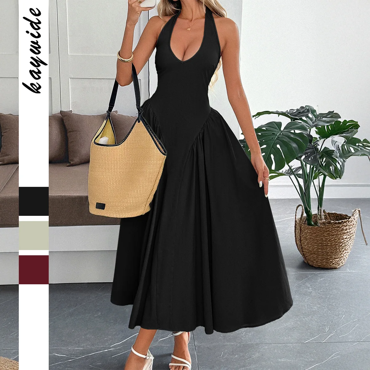 

French-style Holiday Party Bodycon Deep-neck Dress For Women, Spring/summer 2026 Summer Long Dress Y2k、 Vestidos Maxi Midi