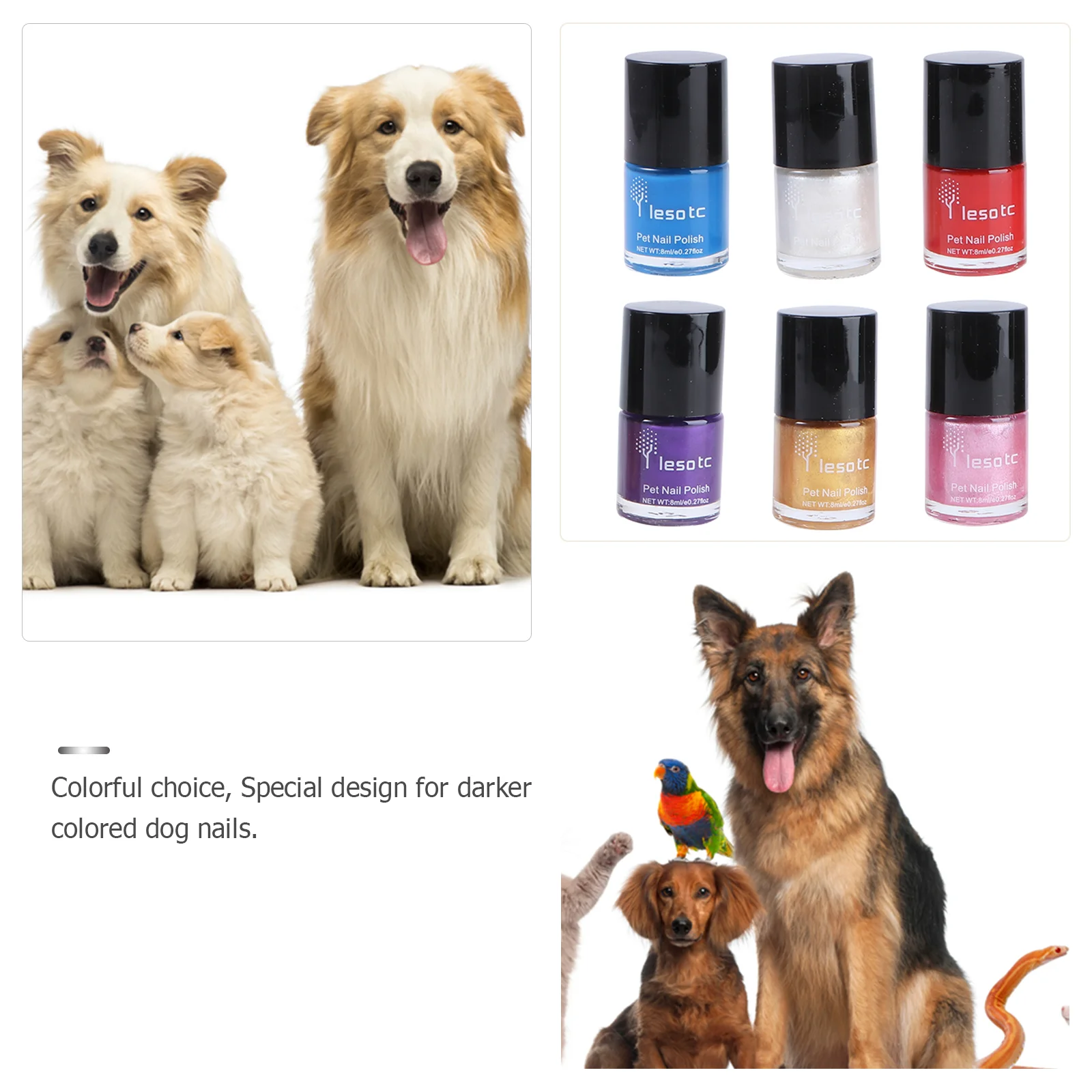 6pcs Water-Base Healthy Ingredients Pet Dog Nail Polish Pet Supplies pet products Pet Nail Polish