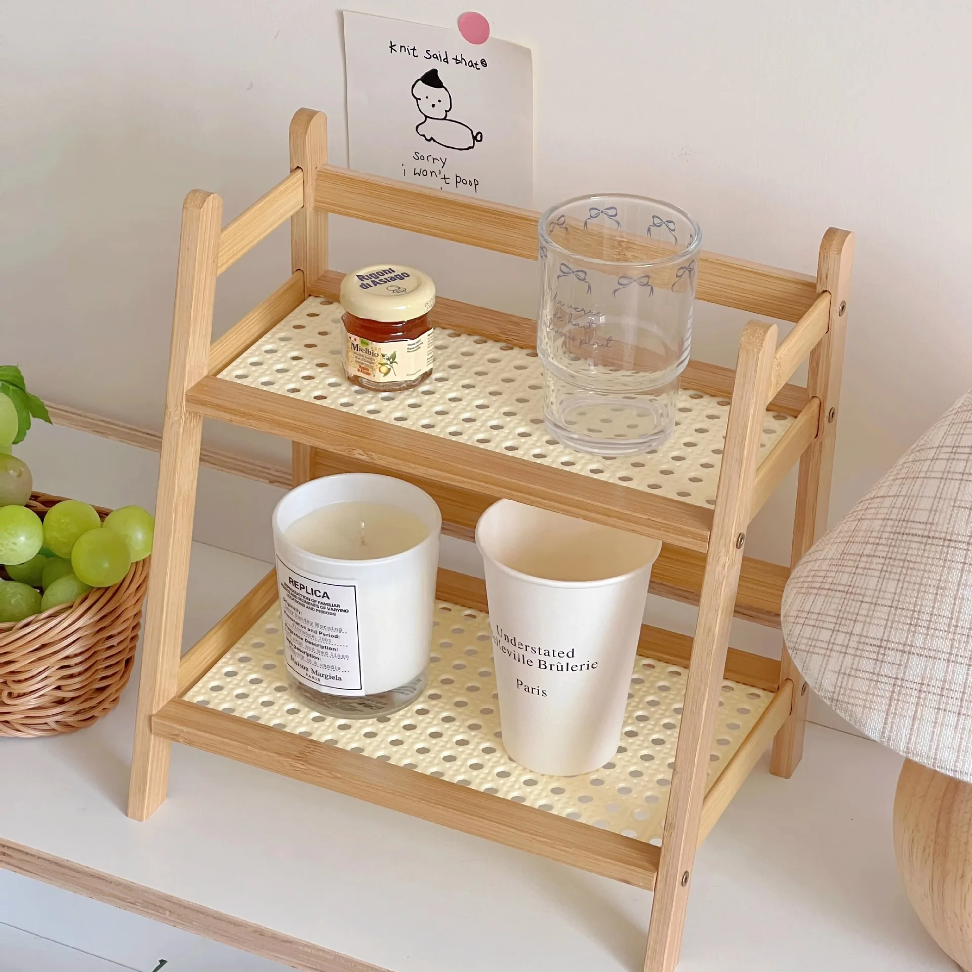 1PC Light Brown Bamboo Multi-U - Home Bar Shelves ulasan dan harga