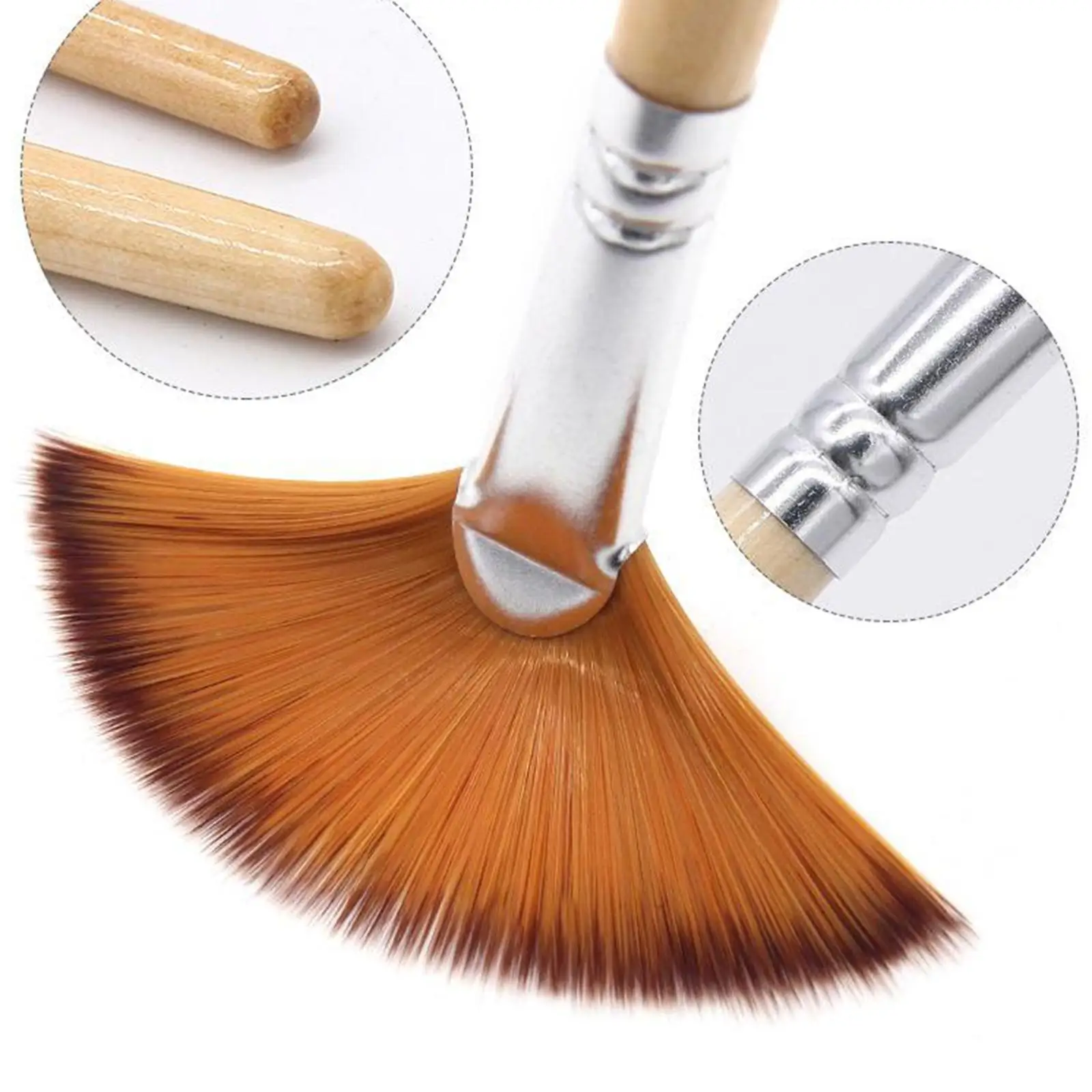 Professional Drawing Brushes Nylon Hair Fan Shape Wood Handle Artist Paintbrush Set for Oil Acrylic Watercolor on Canvas