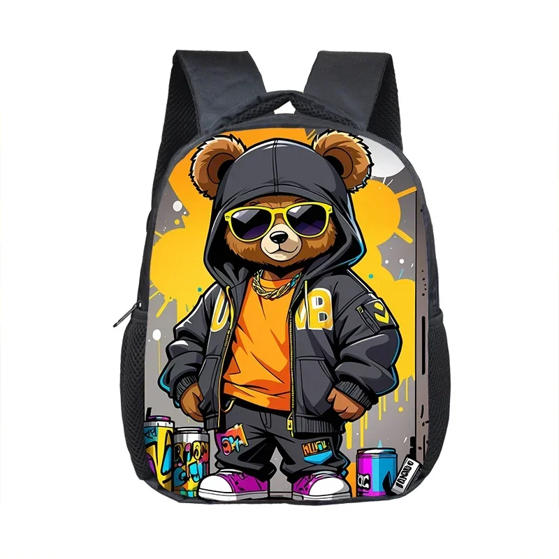 Cute Cartoon Bear Doll Print Backpack 2-4 Years Old Kids School Bags Baby Kindergarten Backpack Children Diaper Bags