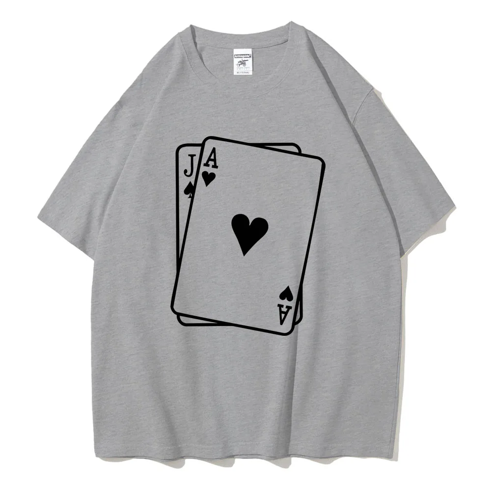 Poker Game Spades J And Hearts A Female Tshirts Breathable Soft T-Shirt Oversized Fashion Short Sleeve Cotton Street T-Shirts