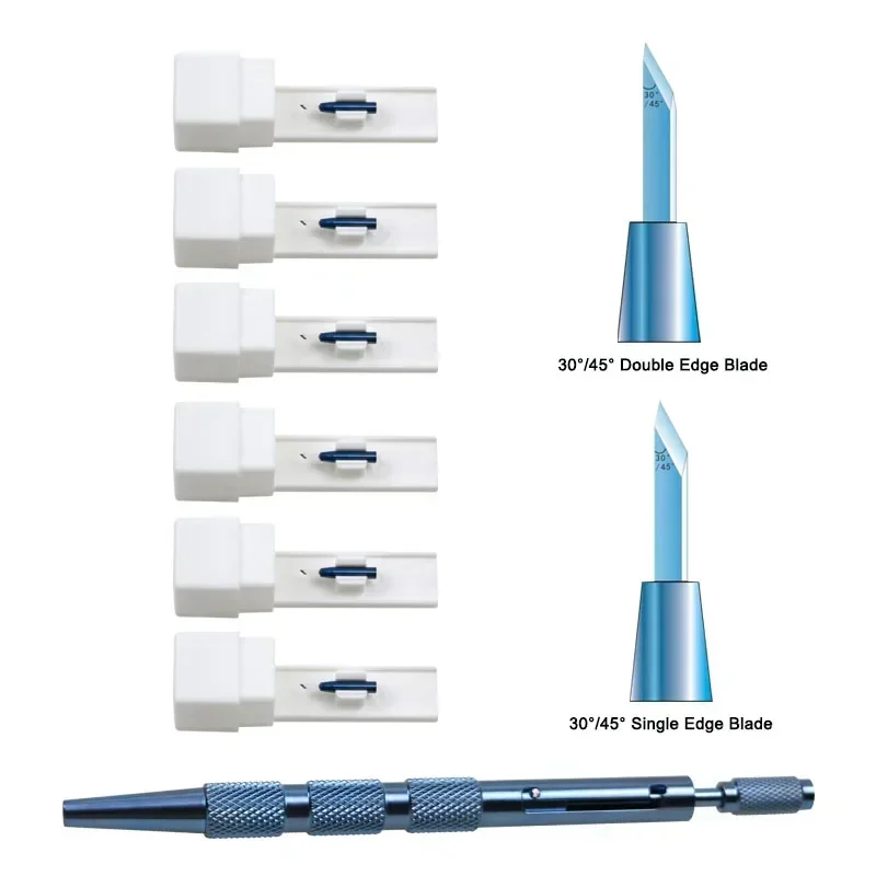 

Ophthalmic Clear Cornea Blade Knife Head Double /Single Edge 0.2mm Thickness Sapphire Shape Blade Ophthalmic Instrument