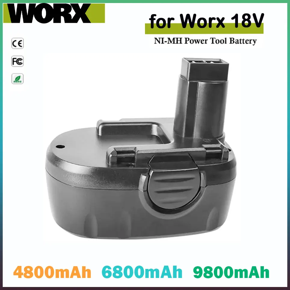 

For WORX 18V Ni-MH 4.8AH 6.8AH 9.8AH Battery Replacement WA3127 WA3152 WG150s WG152 WG250 WG541 WG900 WG901 Cordless Power Tool