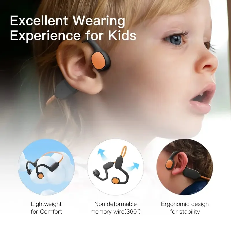 Kids Headphones, Air Conduction Open Ear Headphones, Stereo Sound With Mic, 20H Playtime, Perfect For School And Outdoor Activit