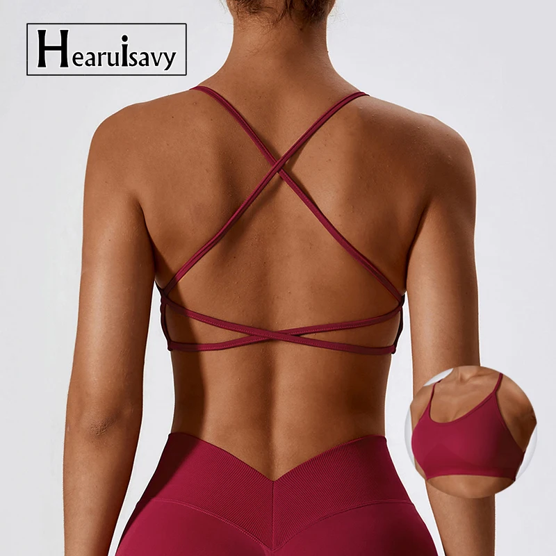 Hearuisav Cross Strap Gym Top Women Training Yoga Clothes Women Sports Brassiere Fitness Workout Yoga Bra Sexy Sports Bra Female