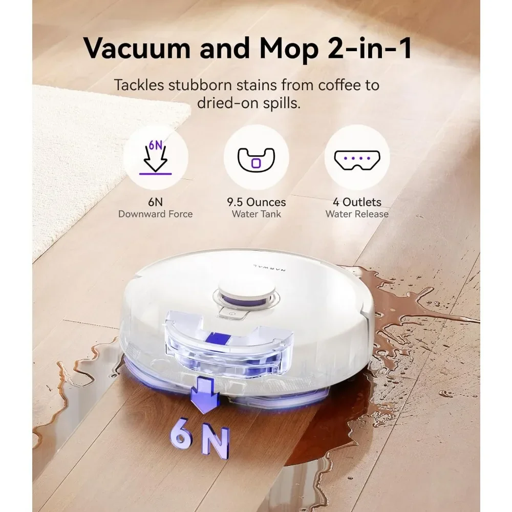 plus-robot vacuum cleaner and mop, dust storage in 7 weeks, zero tangles, suction 7800pa, mop, avoidance of obstacles tri-laser