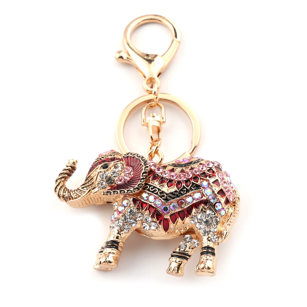 Bunter, funkelnder Kristall-Elefant-Schlüsselanhänger für Damen und Herren, Glücks-Tier-Taschen-Accessoire, Vintage-Charm-Schlüsselanhänger, Schmuck, Geschenke – Detail 7