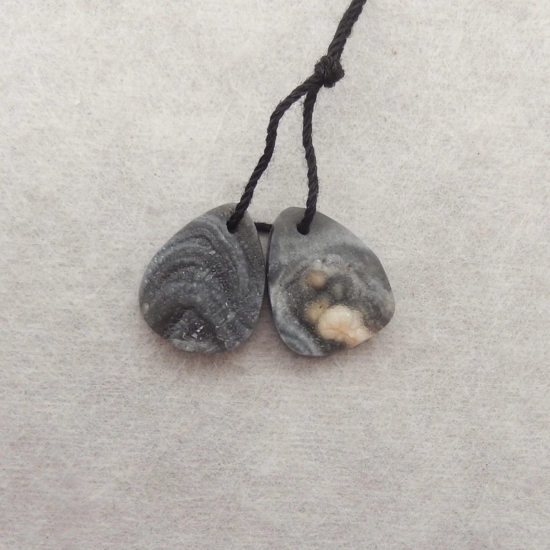 B & F-천연 브라질 마노 크리스탈 귀걸이 비즈, 수제 광택 천연석, 보석 제작 용품, 16x12x5mm, 2.4g