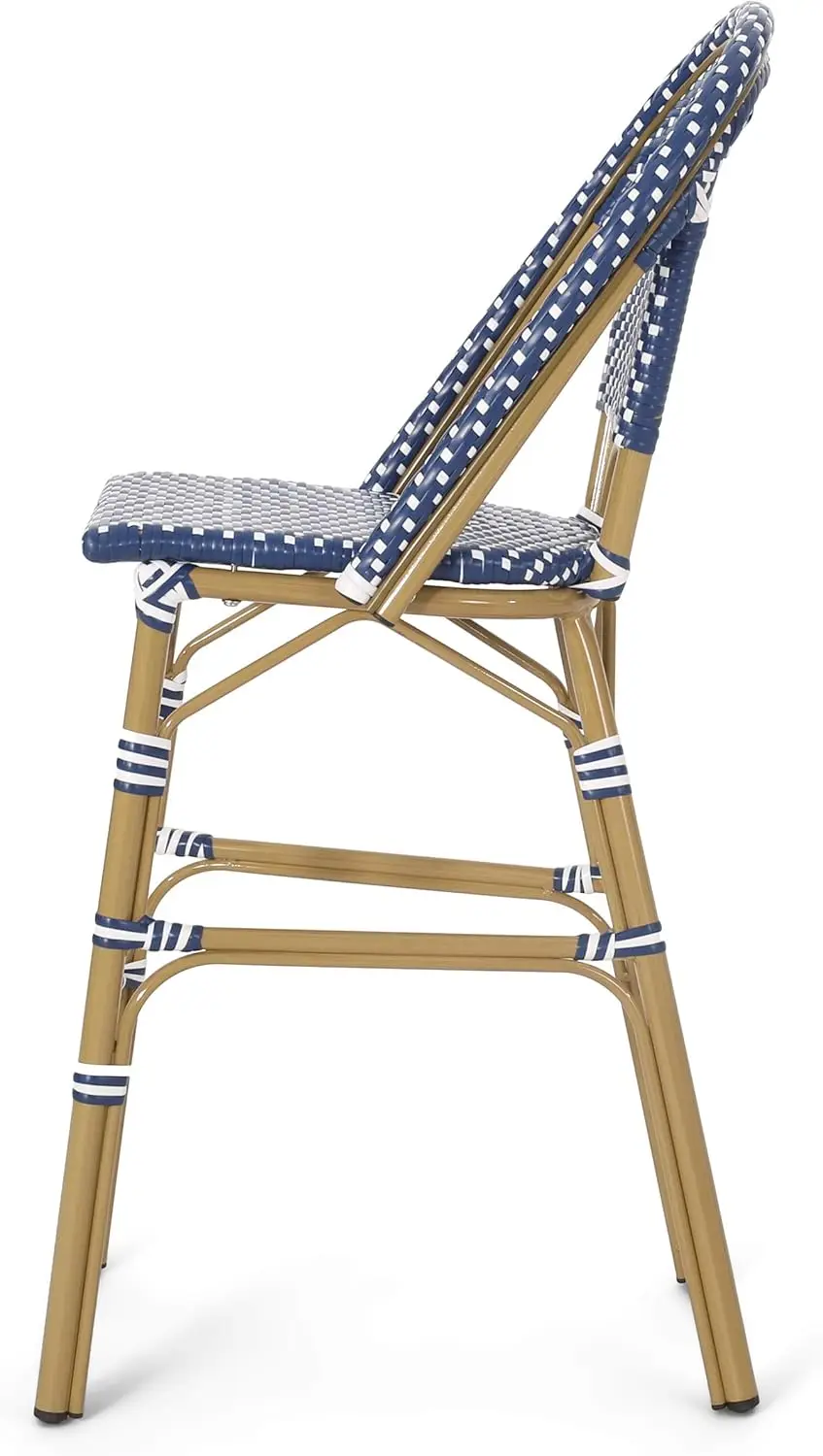 Outdoor Kinner Barstool, Teal escuro, branco e bambu impressão acabamento, 314451