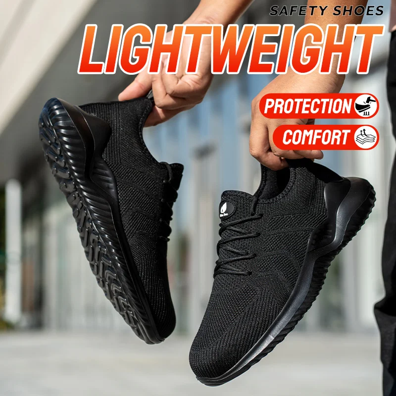 أحذية السلامة الرجالية الصلب تو مكافحة سحق المضادة للثقب الأحذية خفيفة الوزن تنفس أحذية رياضية سوداء بوتاس دي تراباجو الفقرة Hombre #5