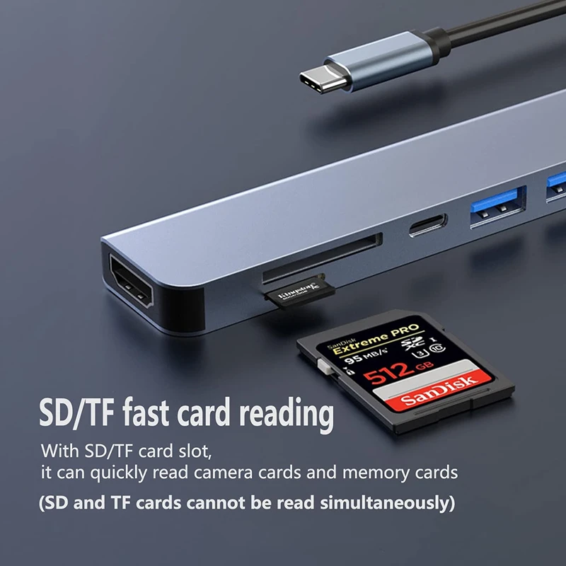 USB C HUB 4K 30 هرتز نوع C إلى HDMI متوافق USB 3.0 محول 7 في 1 نوع C HUB Dock PD 87 واط USB C الفاصل لماك بوك برو اير #5