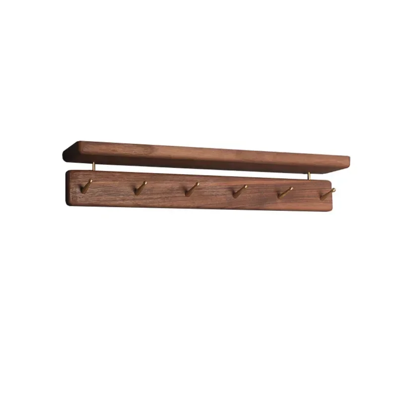 Black Walnut Wood Coat Racks Multi-Functional Clothes Hook Entrance Wall Key Holder Behind The Door Clothes and Hat Hanger