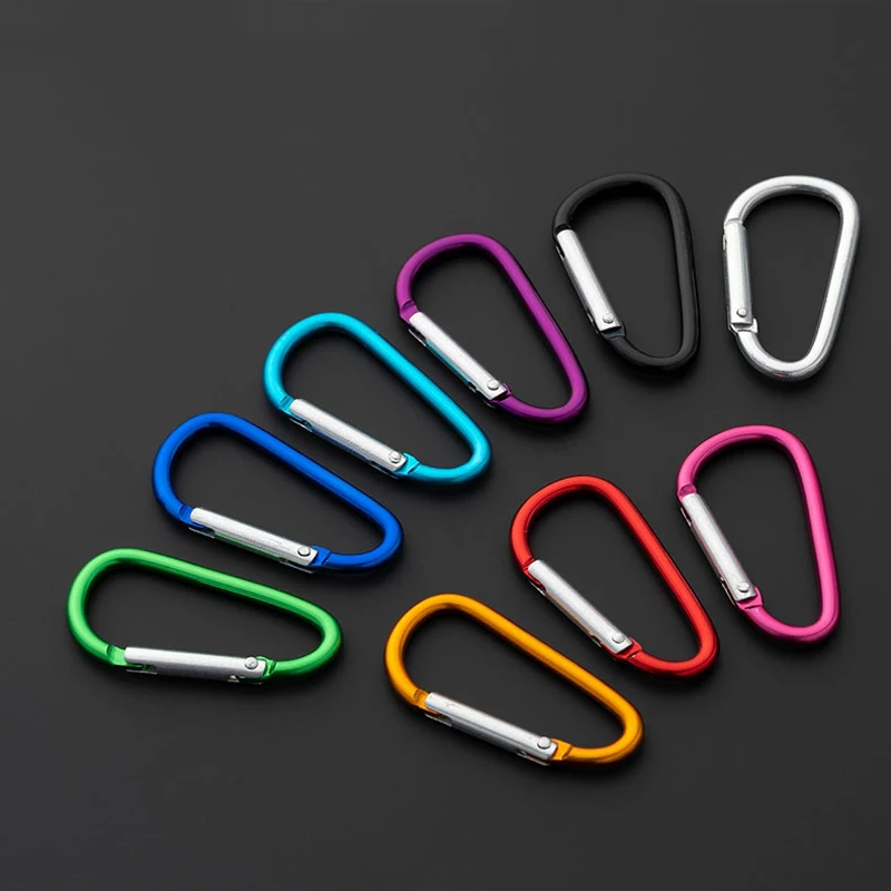 

10pcs D Shape Color Carabiners Aluminum Alloy Carabiner Spring Hook Outdoor Backpack Camping Hooks Keychain Climbing Tools