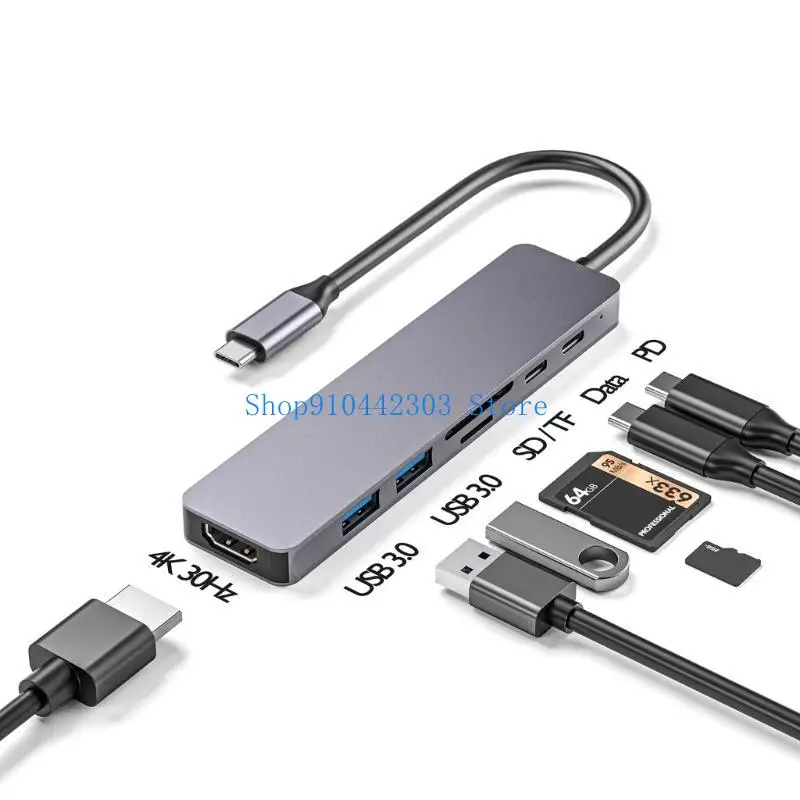 L4MD Multi Function Type C Hub Adapter, USB3.0, PD100W Charging for Home Theater