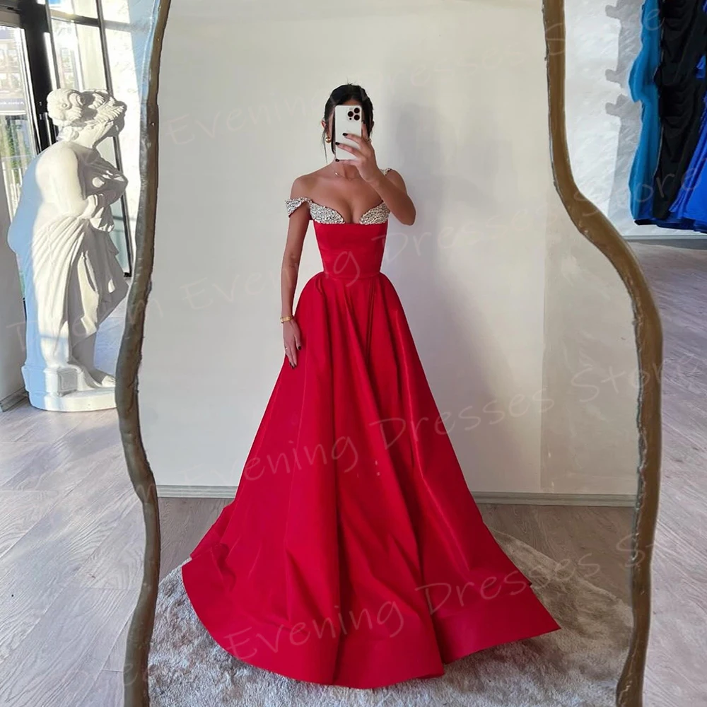 

Popular Elegant Red A Line Women's Evening Dresses Pretty Sexy Sweetheart Sleeveless Prom Gowns Formal Occasion Vestido De Noche