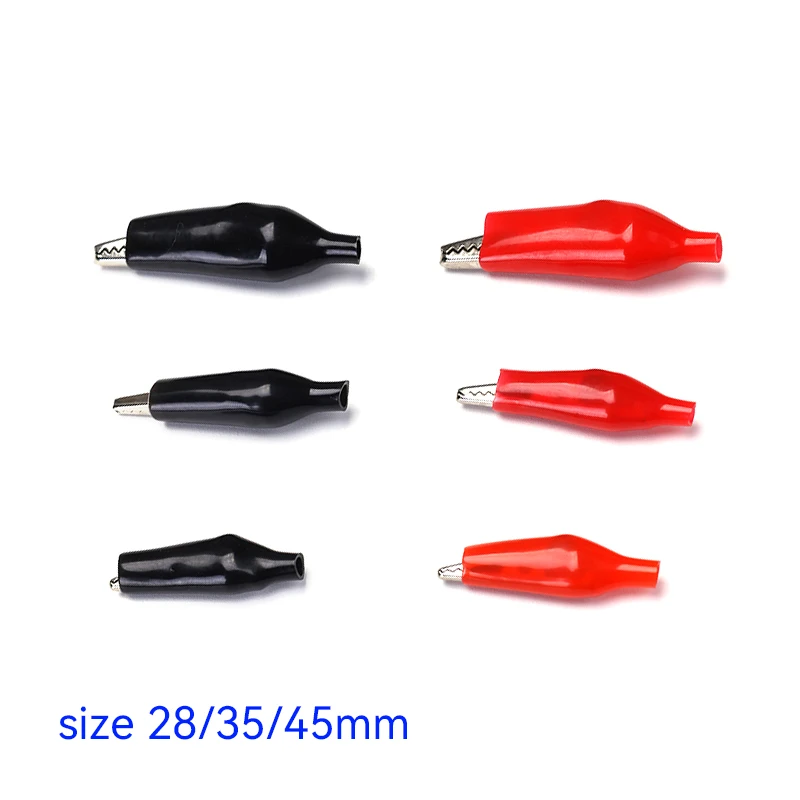 20pcs Set Metal Alligator Clips G98 Crocodile Electrical Clamp 28MM 35MM 45MM Black & Red Dual Color for Testing Probe Meter