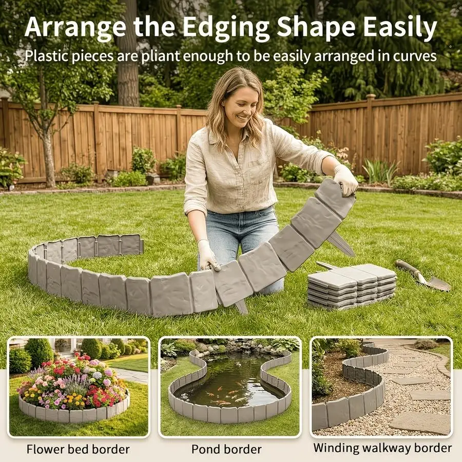 1/5/10/20/50/100pcs Set of Garden Landscape Boundary Fence, Plastic Garden Fence, Lawn Autumn Decoration, Outdoor Vegetable Gard