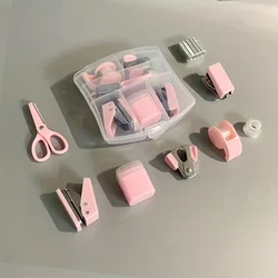 8pcs/box Portable stationery, including punch, stapler, stapler tape rack small tape, pencil holder Scissors 500 staplers
