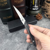 Small Fruit Knife Folding Knife Pocket Knife No Lock Camping Knife D2 Blade Ebony Handle, Outdoor EDC Hiking , Gift