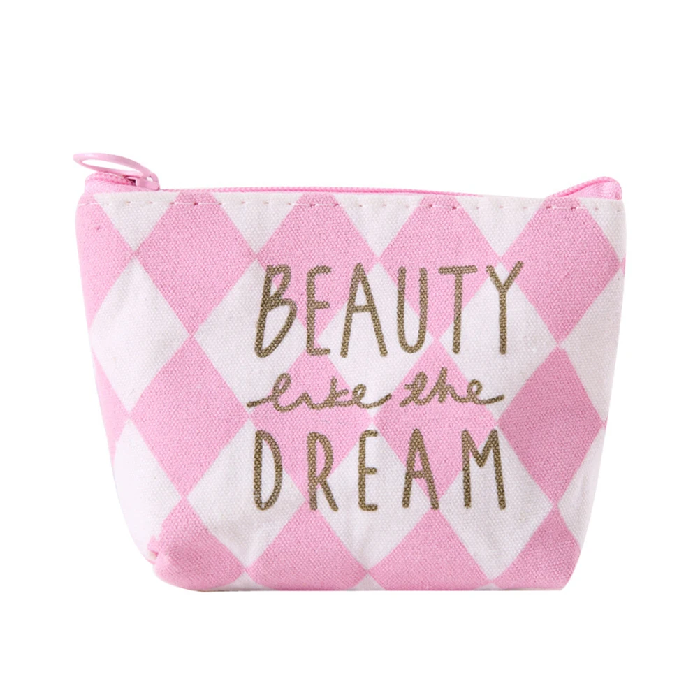 

4 pcs Coin Purse Canvas Change Pouch Zipper Holder Lightweight Mini Wallet Cute Designs Cartoon Print Storage Bag For Cash Keys
