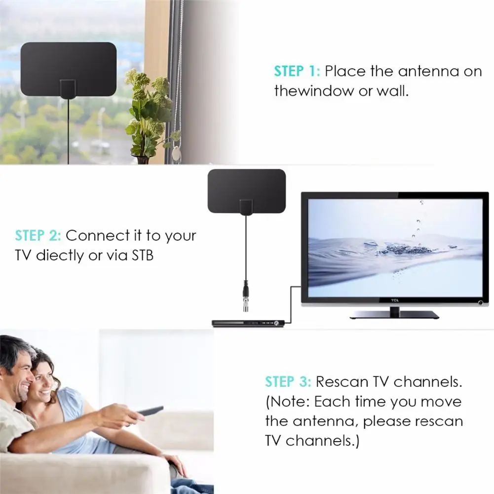 Antenna Hdtv digitale Mini Hd con adattatore Dvb-T2 Antenna ricevente per Tv Hd americana europea per esterno digitale di alta gamma