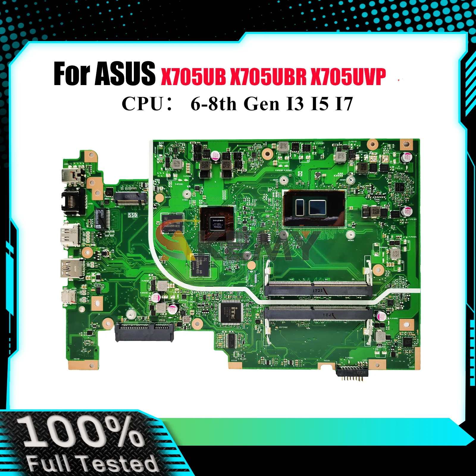 

X705UB Материнская плата для ноутбука ASUS VivoBook X705UF X705UNR X705UBR F705U X705UVP X705U X705UBP X705UV Материнская плата с процессором I3 I5 I7